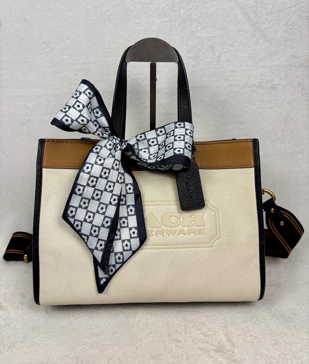 Coach Field Tote 30 in Chalk Multi Colorblock with Scarf